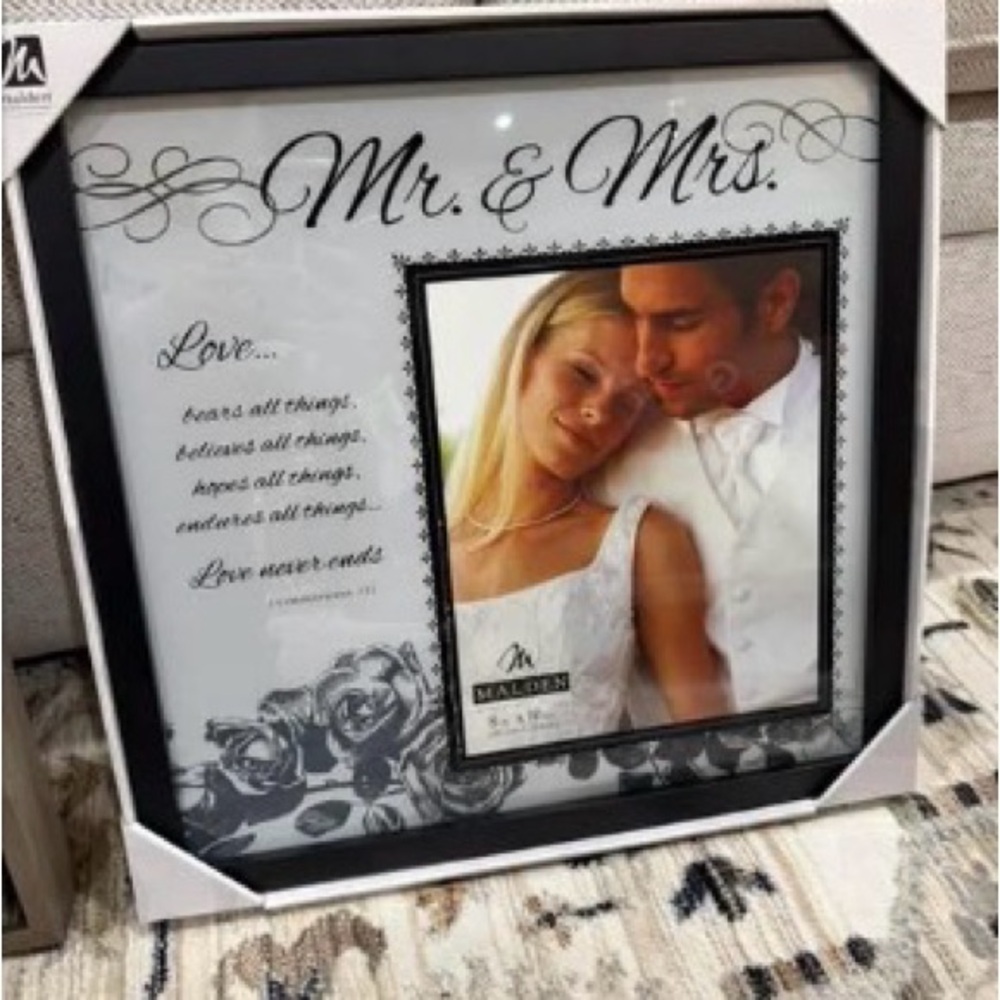 Malden Black and White Mr. & Mrs. Photo Frame